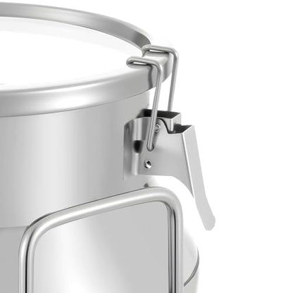 Milk Bucket 20L/5gal Stainless Steel Milk Transport Barrel with Lid, 12×10×13in Heavy Duty Milk Jugs with Three Buckles and Two Sturdy Handles for Oil, Milk, Coffee, Wine, Tea, Honey - size: 20L/5gal-12×10×13in