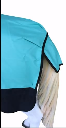 CHALLENGER 1200D Turnout Waterproof Rain Light-Weight Sheet Horse Blanket - color: Turquoise/Black, size: 70"