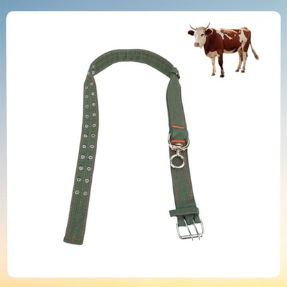 1 Pack 59 Inch Adjustable 4-Layer Nylon Thickened Cow Collar with 2-Rows Metal Buckle and Traction Chain for Dogs, Cow, Sheep, Horse, Goat, Camel
