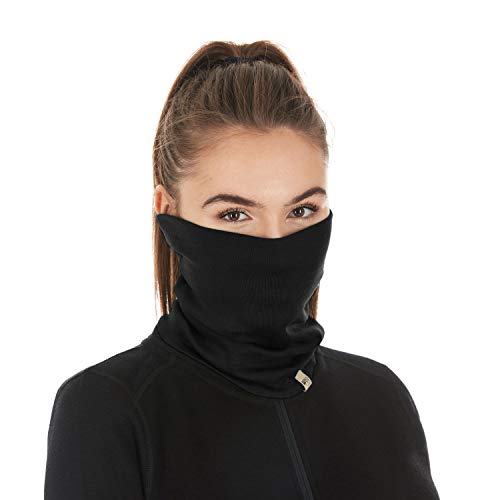 100% Merino Wool - Midweight Neck Gaiter - Skiing Neck Warmer - Winter Face Mask - Multipurpose Headwear - color: Black