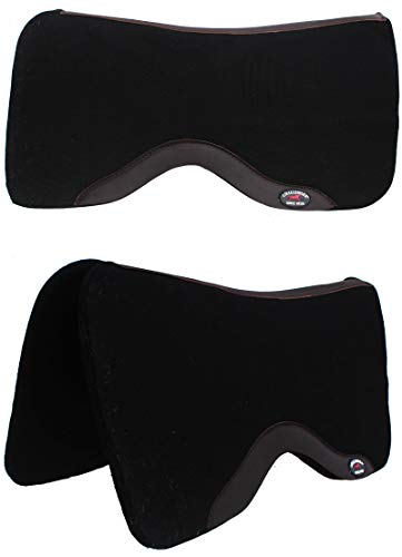 Horse SADDLE PAD Western Contoured Wool Felt Moisture Wicking Black 39RT - color: Black/Brown