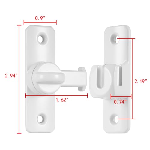 White Aluminum Alloy Gate Lock,90/180 Degree Barn Door Latch - color: White