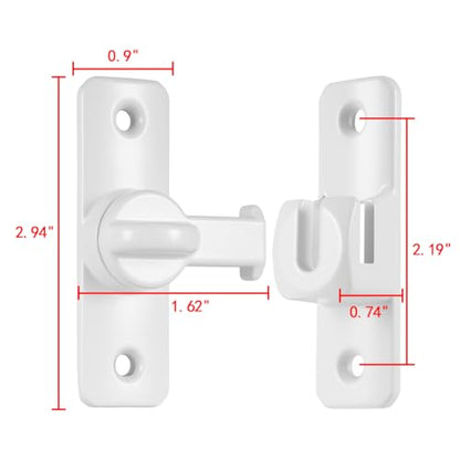 White Aluminum Alloy Gate Lock,90/180 Degree Barn Door Latch - color: White