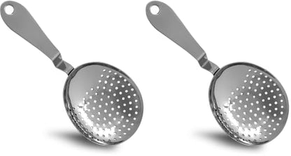 The Art of Craft Julep Strainer: Stainless Steel Cocktail Strainer for Home or Commercial Bar (Pack of 2) - size: Standard (Pack of 2)