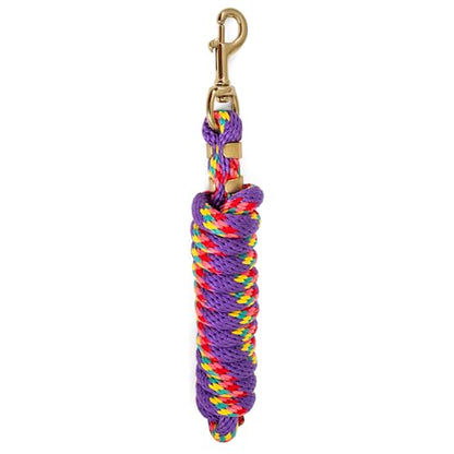 Jeffers Neon Poly Horse Lead Rope with Brass Bolt Snap, 8' - Spiral Purple - color: Purple with Spiral Pattern, size: 5/8inch x 8inch