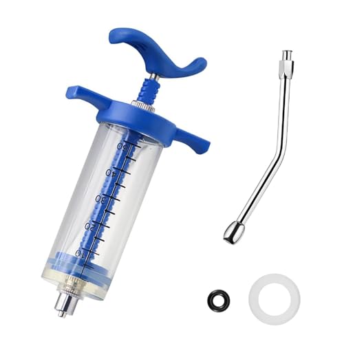 1Pcs Reusable Goats Syringe, Goats Feed water filler, Reusable, Drench Nozzle, for Bird, Cattle, Sheep, Goats, Horse, Pig, Dog Supplies, Pet Water Filler Tool (M-50ML)