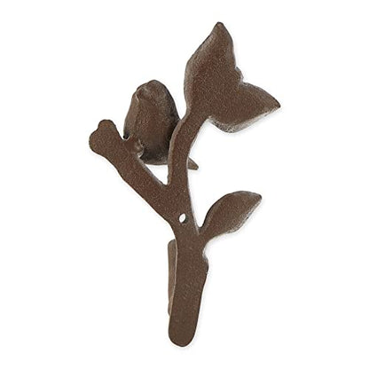 DII Cast Iron Decorative Wall Hook Set, Bird with Leaves, 2 Count - size: Bird with Leaves