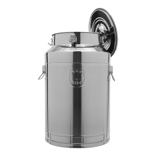20 Gal Milk Can, 304 Stainless Steel Milk Bucket, Metal Milk Jug with Sealed Lid Tote Jug for Milk, Wine, Liquid, Rice Cereal Grain Tote Pail Storage Transport, Sliver
