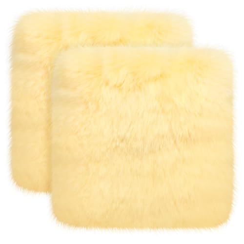 Drydiet 2 Pcs Natural Sheepskin for Bed Sores 17x17 in,Square,Beige - color: Beige, style: Square