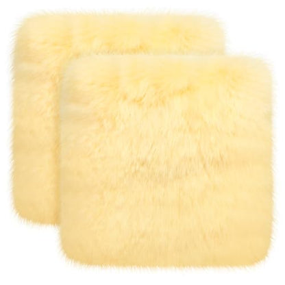 Drydiet 2 Pcs Natural Sheepskin for Bed Sores 17x17 in,Square,Beige - color: Beige, style: Square