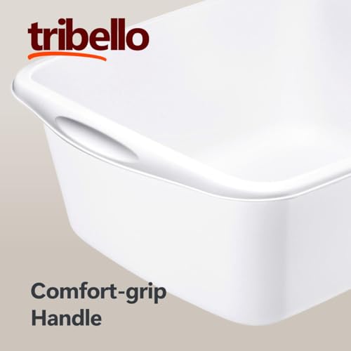 Tribello Plastic Wash Tub Dishpan Basin and Foot Bath for Soaking Feet, Laundry Hand Wash Bucket, Dish Pans for Washing and Storage Cleaning Supplies - 12 Quarts - Heavy Duty - Made in USA (White)