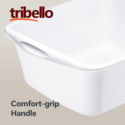 Tribello Plastic Wash Tub Dishpan Basin and Foot Bath for Soaking Feet, Laundry Hand Wash Bucket, Dish Pans for Washing and Storage Cleaning Supplies - 12 Quarts - Heavy Duty - Made in USA (White)