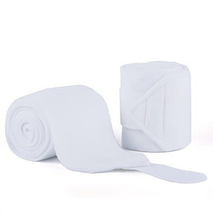 Horse Polo Wraps 2.5m Equestrian Leg Bandage Wrap Set of 4 Packs - color: White - 2.5m