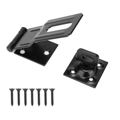 4.5" Swivel Staple Safety Hasps Latches with Twist Knob, Black 1Pcs - color: Black
