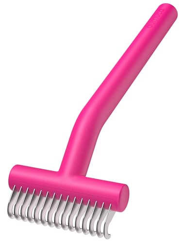 aumuca Dog & Cat Deshedding Brush – Pet Grooming Brush & Undercoat Rake for Long or Short Hair – Dematting Comb for Dogs, Cats, Matted Fur, Kitten, Puppy, Rabbit, Horse - color: Pink