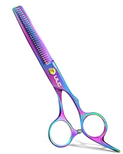 ULG Hair Thinning Scissors Professional Barber’s Texturizing Teeth Shears for Hairdressing, Salon and Home Use Thinning Shears for Hair Cutting, Made of Japanese Stainless Steel, 6.5 inch - color: Rainbow