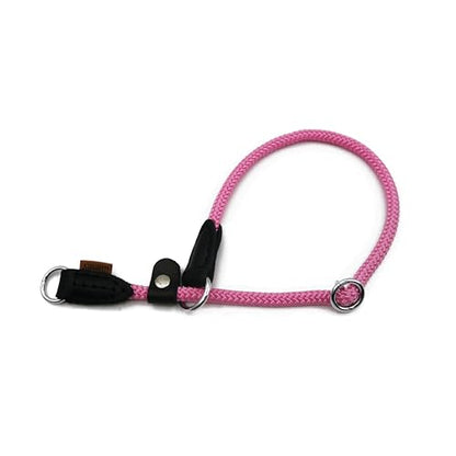 Braided Round Martingale Dog Collar, Training Collar with Slidable Stop Ring and Adjustable Stopper - Ideal for Small Dogs (S(1/4") - 14" Long, Pink) - color: Pink, size: S(1/4") - 14" Long with stopper