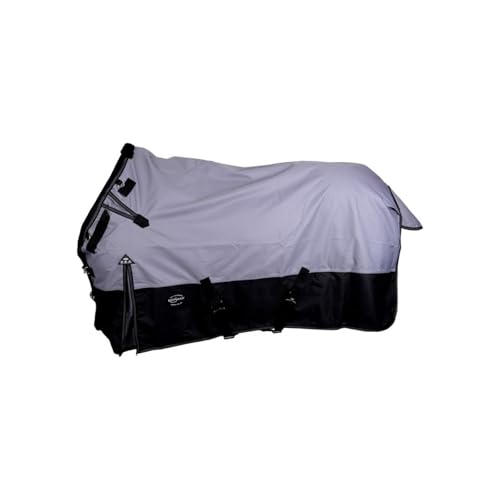 Reinsman Premium Turnout Winter Horse Blanket with 200g Fill| 1200 Denier Waterproof Top | Fleece-Lined Neck Gusset with Velcro Adjustment | 2 Criss-Cross Belly Strap,Grey/Black, 81" - color: Grey/Black