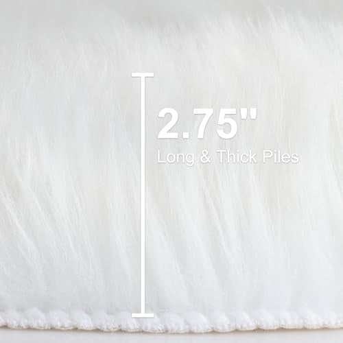 duduta White Faux Sheepskin Runner Rugs 2x6 ft, Fluffy Fur Couch Covers - color: White, size: 2' x 6'