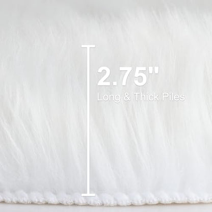 duduta White Faux Sheepskin Runner Rugs 2x6 ft, Fluffy Fur Couch Covers - color: White, size: 2' x 6'