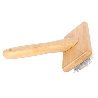 Sheepskin Wool Brush, Macrame Slicker Brush with Air Bag Cushion for Grooming and Removing Shedding (L) - size: L