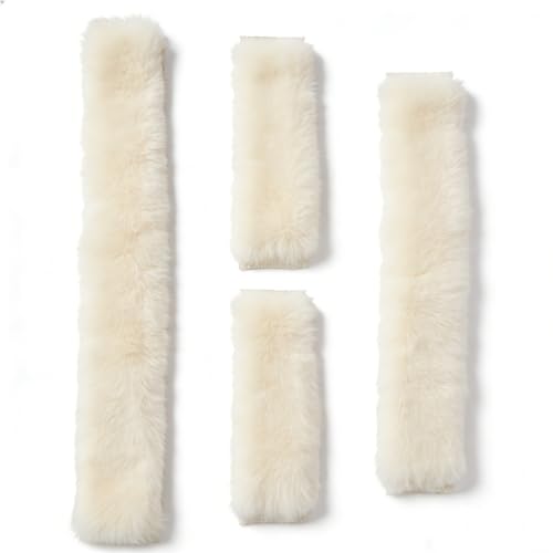 Genuine Wool Horse Halter Cover, 4 PCS Merino Sheepskin Horse Halter Set - color: Ivory White