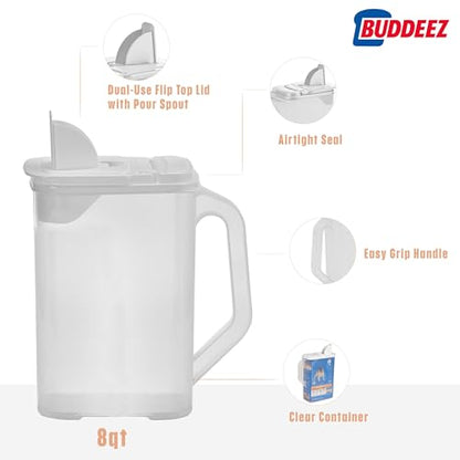 Buddeez Pet Food Storage Container 8 Quart Capacity Bird Seed Container - color: White Lid, size: 1 Pack (8 Quart)