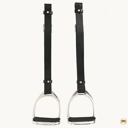 HILASON Horse Saddle Stirrups English Leather Pair Multicolored
