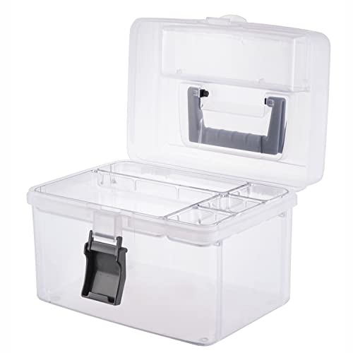 MyGift Clear First Aid Kit Box with Tray, Portable Medicine Storage - color: Gray