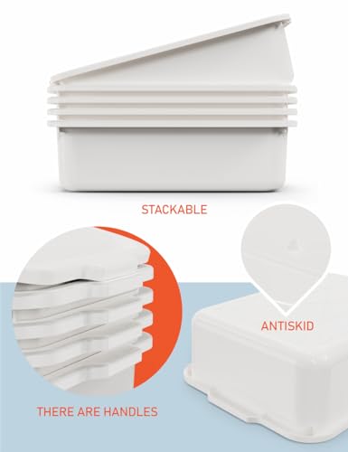 White 13 L Commercial Bus Tubs/Tote Box, 5-Pack Plastic Storage Wash Basin Tub - color: White, size: 13 Liter-White