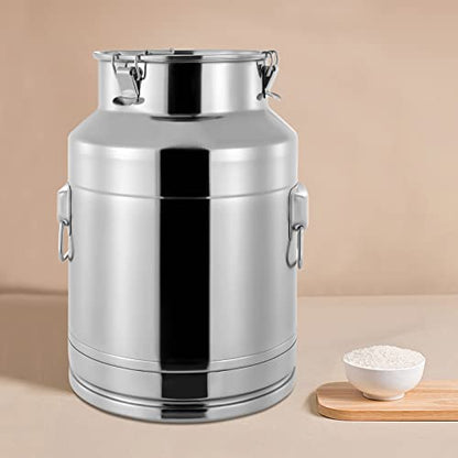 304 Stainless Steel Milk Can, 28 Liter Seamless Milk Jug Wine Pail Bucket 7.39 Gallon Anti-Leak Liquid Storage Container Milk Pail with Sealed Lid Heavy Duty for Milk and Wine (28L) - size: 28L