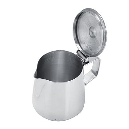 Milk Frothing Pitcher Stainless Steel Coffee Milk Frother Cup Mug Foam Making Jug with Lid for Making Espresso Cappuccino Latte Hot Chocolate (350ml) - size: 350ml