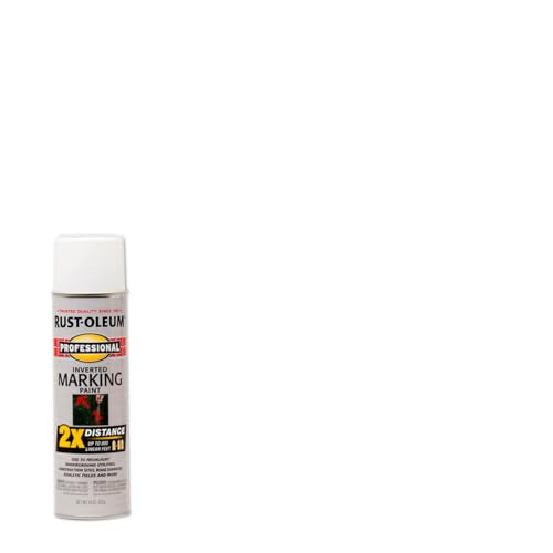 Rust-Oleum Professional 2X Inverted Marking White Spray Paint | Utility Marking, Construction Layout, Survey Marking, High Visibility Color, 2X Distance Coverage, 15 oz - color: White, size: 15 Ounce (Pack of 1), style: 2X Distance