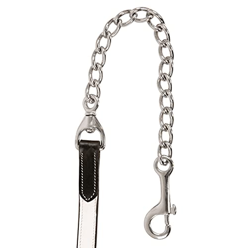 Exion Leather Soft Padded White Halter and Leather Lead with Chain Combo | Adjustable Padded Leather Halter with Snap | Padded Crownpiece | Black/Havana Brown Leather | Horse/Cob/Warmblood/Pony - color: Havana (Choco Brown), size: Pony (Small Size)-Vegeta