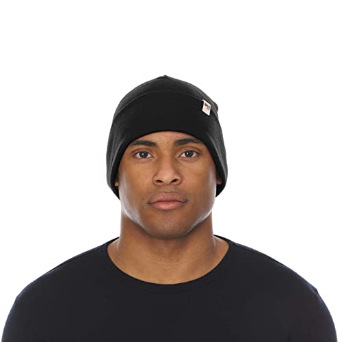100% Merino Wool Cuff Beanie - Mens & Womens Warm Winter Hat - Watch Cap - Toque - Novelty Beanie - One Size Fits Most - color: Black