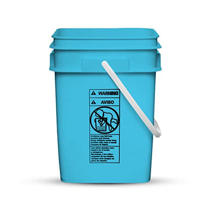House Naturals 4 Gallon Square Food Grade Bucket Pail with Plastic Handles and Lid (Pack of 3) Made in USA containers (Aqua/Blue/Gray) - color: Aqua/Blue/Gray