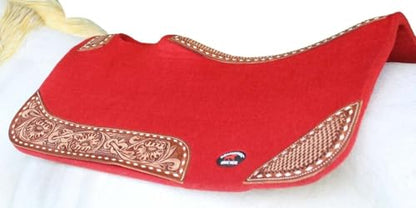 CHALLENGER 32x30 Horse Saddle PAD Western Contoured Wool Felt Moisture Wicking Brown 39209 - color: Red, size: 32" Spine x 15" Drop