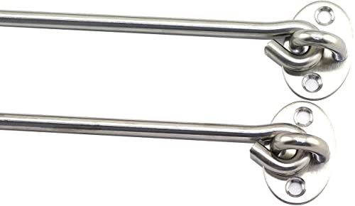 10 Inch Cabin Hook Eye Latch Wind-Proof Lock Shed Stainless Steel Gate Door Window Safety Stopper Silent Holders Catch Lock with Mounting Screws - size: 10 Inch