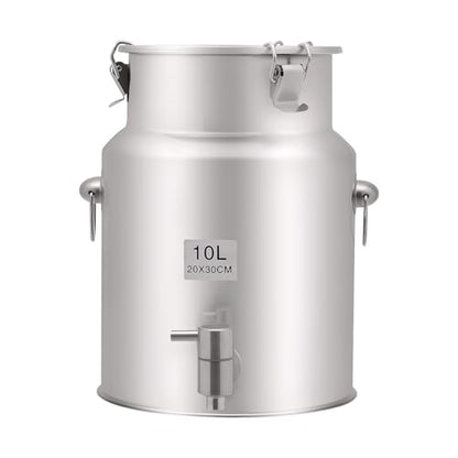 304 Stainless Steel Milk Can with Spigot, 2.64 Gallon, Sealed Lid, Liquid Storage for Milk, Wine and More