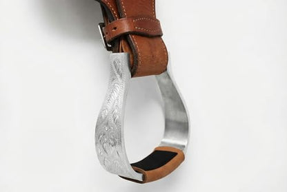 Horse Saddle Stirrups Western Saddle Aluminium Engraved Oxbow Stirrups 51183