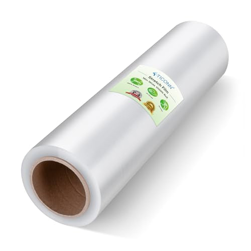 TICONN Stretch Wrap Roll, 18 in x 1000 ft Plastic Wrap for Moving Furniture | Odorless Industrial Strength Stretch Film, 300% Stretchability, Self-Adhering, Ideal for Furniture, Box Protection - style: 18''-1PK Clear (No handle)