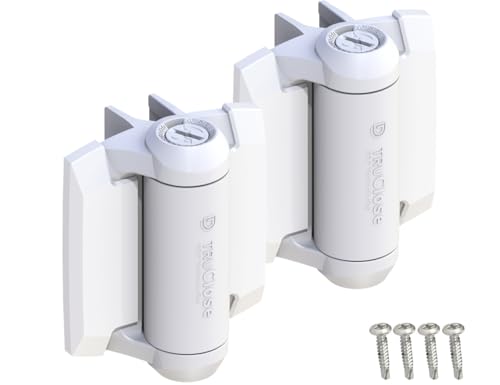 D&D Technologies TCA1L2S3WTS TruClose Regular Duty Gate Hinges, for Self Closing Metal Gates up to 66 Pounds, with Alignment Legs, for Square Gate Frame and Post White, 2 Count | Safety gate hinge with alignment legs, self-closes metal gates up to 66 lb.