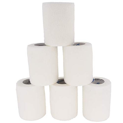 Self Adhesive Wrap Cohesive Wrap Bandages 6 Count 3" x 5 Yards, Medical Tape, Adhesive Flexible Breathable First Aid Non Woven Rolls, Stretch Athletic, Ankle Sprains & Swelling, Sports - color: White, size: 6 Count (Pack of 1)