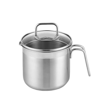 Stainless Steel Saucepan With Glass Lid, Sauce Pan, 2.5 Quart Cooking Pot, Perfect For Boiling Milk, Sauce, Gravies, Pasta, Noodles - size: 2.5 Quarts
