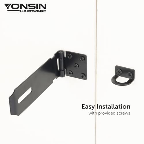 5" Door Padlock Safety Hasp Latch, Door Hasp Clasp Lock Gate Shed Hasp Latch Lock for Door Window Cabinet Pet Cage Toolbox Shed Fence, 304 Stainless Steel, Matte Black Finish, 1 Pack - size: 5 Inch