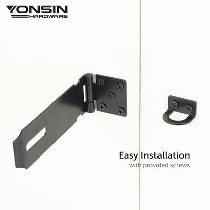 5" Door Padlock Safety Hasp Latch, Door Hasp Clasp Lock Gate Shed Hasp Latch Lock for Door Window Cabinet Pet Cage Toolbox Shed Fence, 304 Stainless Steel, Matte Black Finish, 1 Pack - size: 5 Inch