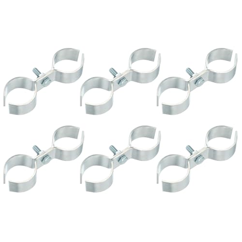 HARFINGTON 6pcs Chain Link Fence Panel Clamps 1-11/32" Galvanized Dog Kennel Clamps Fence Connector Temporary Dog Cage Hardware Parts with Bolts and Nuts for Round Pipe Panel Frame Cage - size: 1-11/32"