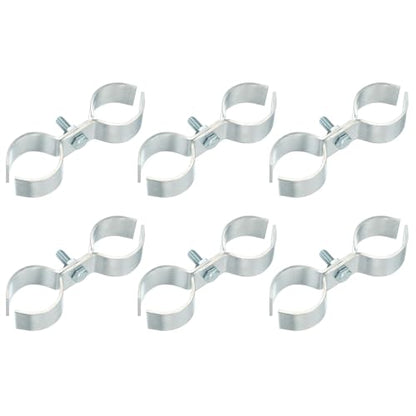 HARFINGTON 6pcs Chain Link Fence Panel Clamps 1-11/32" Galvanized Dog Kennel Clamps Fence Connector Temporary Dog Cage Hardware Parts with Bolts and Nuts for Round Pipe Panel Frame Cage - size: 1-11/32"