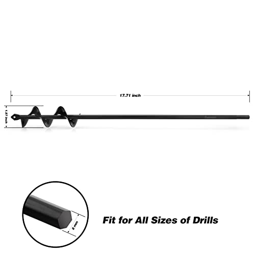 Auger Drill Bit for Planting Ruooson 1.6X17.5 in Garden AugerSpiral Drill, Easy Planter Rapid Planter Plant for 3/8" Hex Drive Drill <1Pcs>. - size: 1.6x17.5In