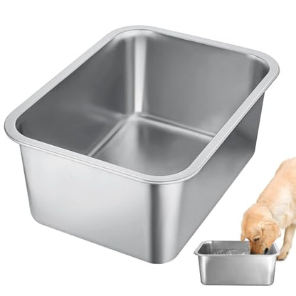 MEWTOGO 3 Gallons Extra Large Capacity Food Grade Stainless Steel Dog Bowls - size: 3 Gal